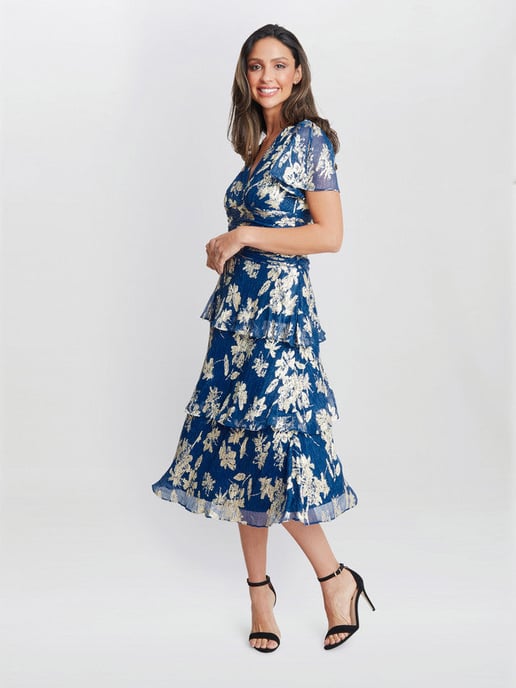 Simone Foil Printed Tiered Dress - Image 3
