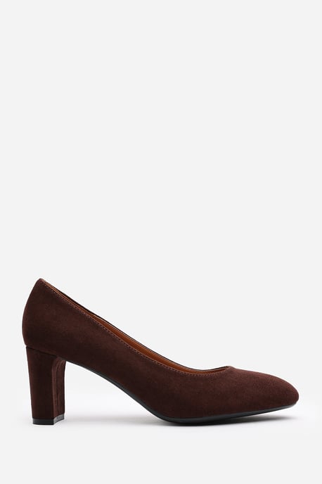Wheres That From Womens 'Nolan' Suede Mid Block Heel Court Shoe With Rounded Toe - Image 2