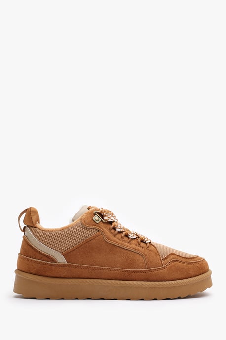 Wheres That From Womens 'Xavia' Suede Low Top Trainer Slipper With Faux Fur Lining - Image 2
