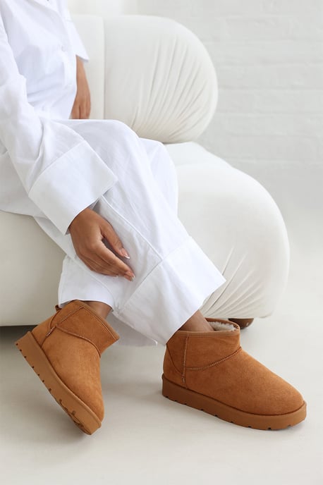 Wheres That From Womens 'Taliah' Mini Faux-Suede Fur Lined Ankle Slipper Boots - Image 3