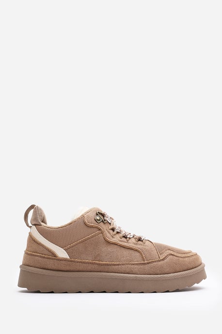 Wheres That From Womens 'Xavia' Suede Low Top Trainer Slipper With Faux Fur Lining - Image 2