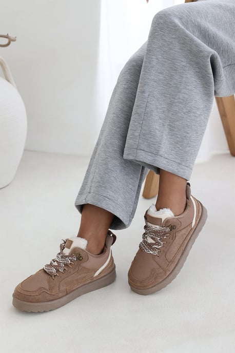 Wheres That From Womens 'Xavia' Suede Low Top Trainer Slipper With Faux Fur Lining - Image 6