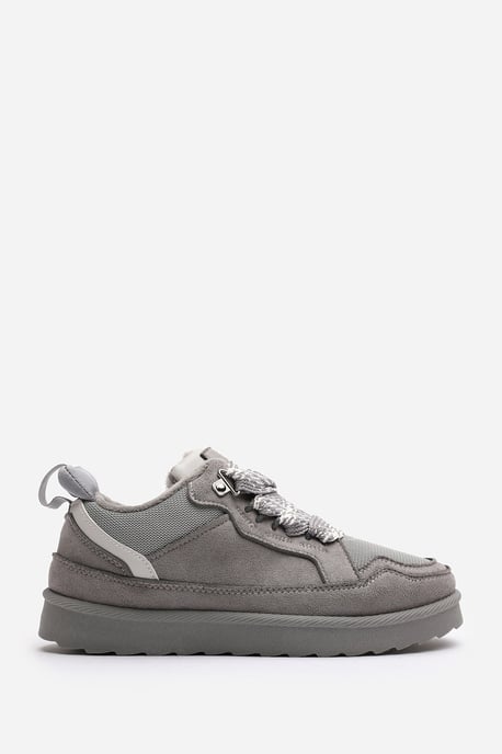 Wheres That From Womens 'Xavia' Suede Low Top Trainer Slipper With Faux Fur Lining - Image 2