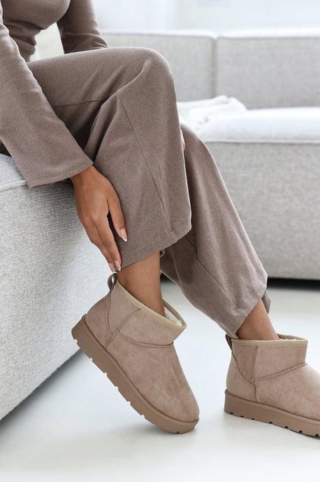 Wheres That From Womens 'Taliah' Mini Faux-Suede Fur Lined Ankle Slipper Boots - Image 3
