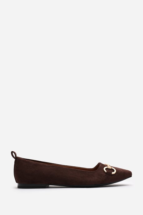 Wheres That From Womens 'Lauren' Wide Fit Suede Ballet Flats With Front Buckle Detail - Image 2
