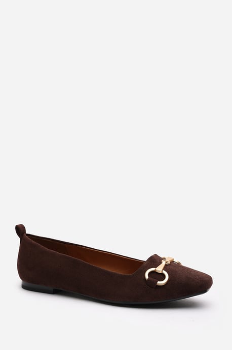 Wheres That From Womens 'Lauren' Wide Fit Suede Ballet Flats With Front Buckle Detail - Image 3