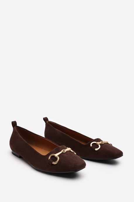 Wheres That From Womens 'Lauren' Wide Fit Suede Ballet Flats With Front Buckle Detail - Image 4