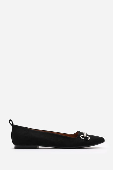 Wheres That From Womens 'Lauren' Wide Fit Suede Ballet Flats With Front Buckle Detail - Image 2