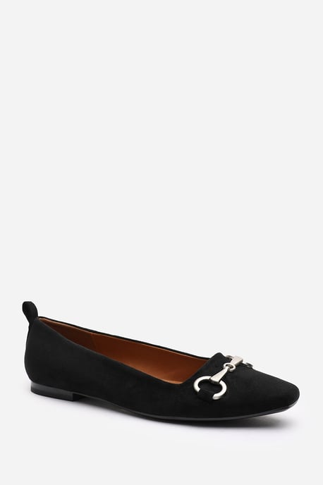 Wheres That From Womens 'Lauren' Wide Fit Suede Ballet Flats With Front Buckle Detail - Image 3