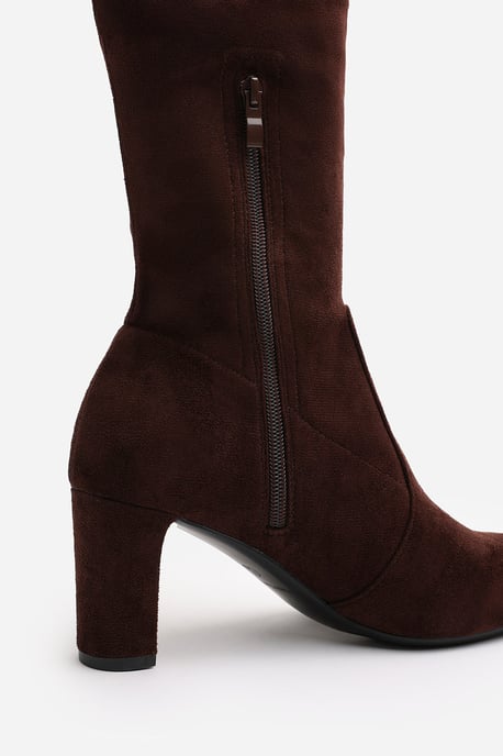 Wheres That From Womens 'Sonya' Dark Suede Block Heel Over The Knee Boots - Image 5