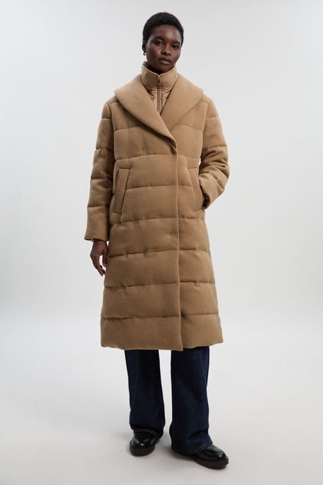 Wool Hybrid Padded Puffer Midi Coat - Image 1