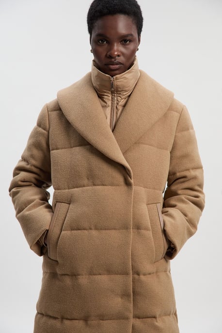 Wool Hybrid Padded Puffer Midi Coat - Image 3