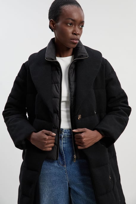 Wool Hybrid Padded Puffer Midi Coat - Image 2