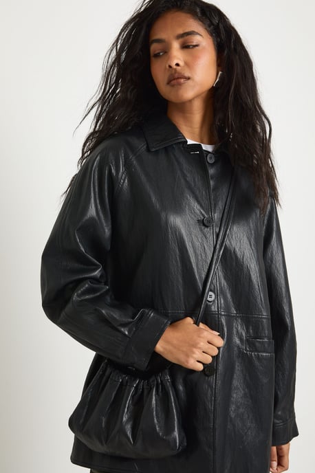 Faux Leather Jacket with Bag - Image 4
