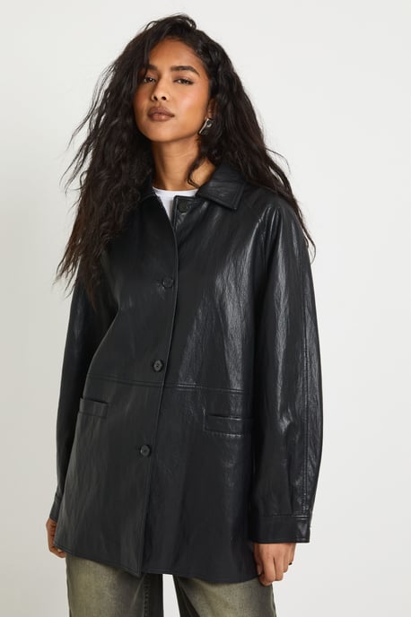 Faux Leather Jacket with Bag - Image 5