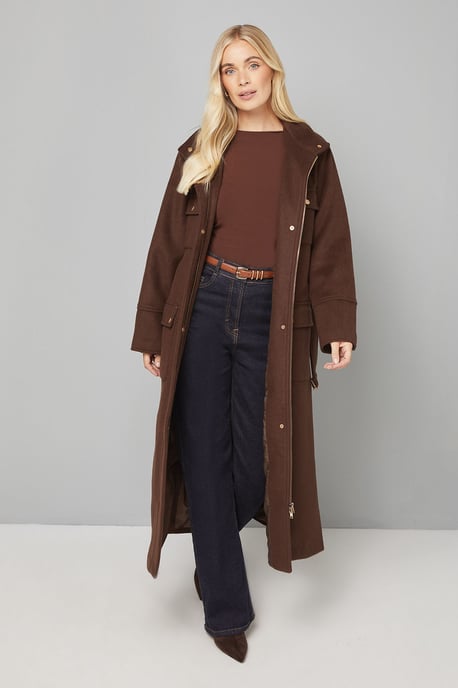 Button Down Military Belted Collar Coat - Image 2