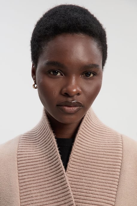 Wool Knitted Wrap Neck Belted Tailored Midi Coat - Image 2