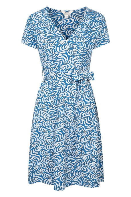 'Santorini' Women's Jersey Wrap Dress with Pockets Summer Comfy Outfit Medium Blue - Image 4