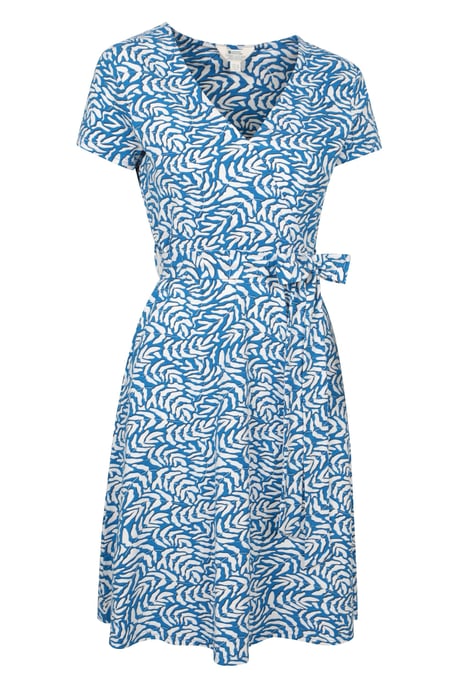 'Santorini' Women's Jersey Wrap Dress with Pockets Summer Comfy Outfit Medium Blue - Image 5