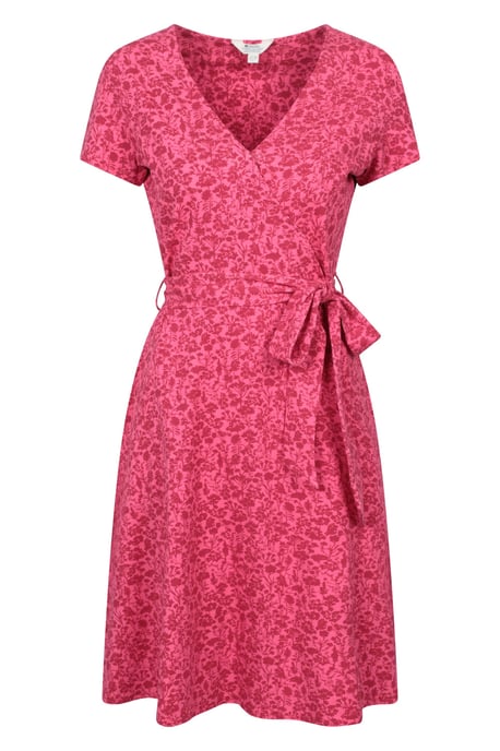 'Santorini' Women's Jersey Wrap Dress with Pockets Summer Comfy Outfit Red - Image 2