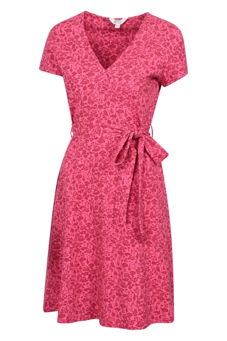 'Santorini' Women's Jersey Wrap Dress with Pockets Summer Comfy Outfit Red - Image 5