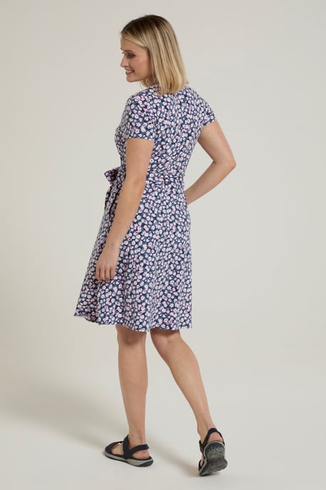 'Santorini' Women's Jersey Wrap Dress with Pockets Summer Comfy Outfit Grey - Image 3