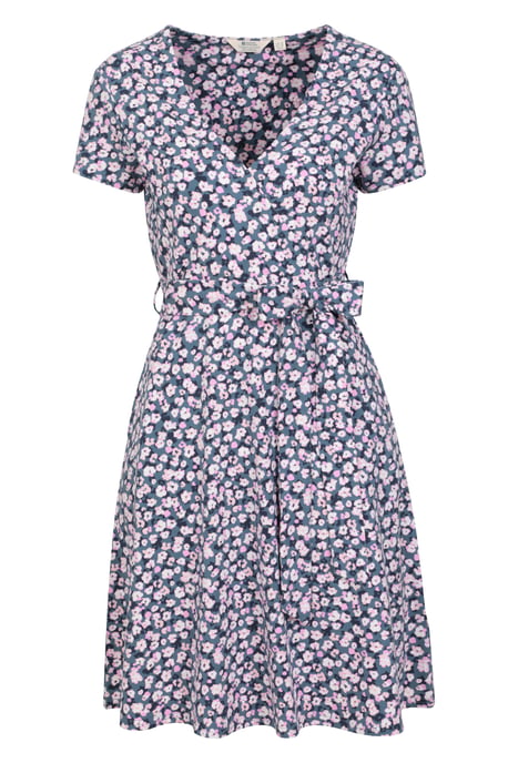 'Santorini' Women's Jersey Wrap Dress with Pockets Summer Comfy Outfit Grey - Image 5