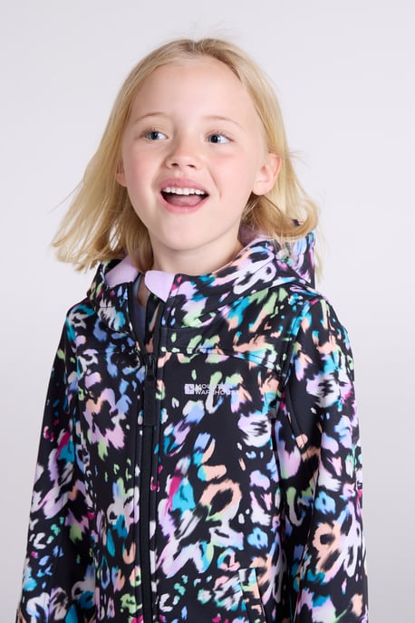 'Exodus' Kids Softshell Jacket with Two Side Pockets Fleece Lined Water Resistant Outdoors Coat Lilac - Image 4
