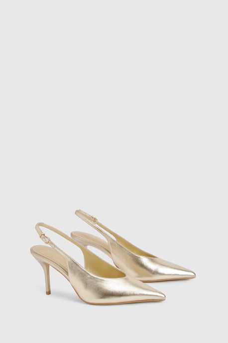 Metallic Pointed Slingback Court Shoes - Image 2
