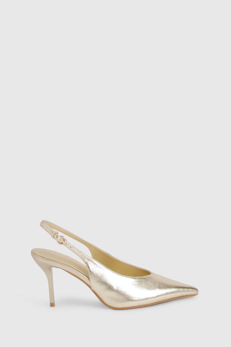 Metallic Pointed Slingback Court Shoes - Image 3