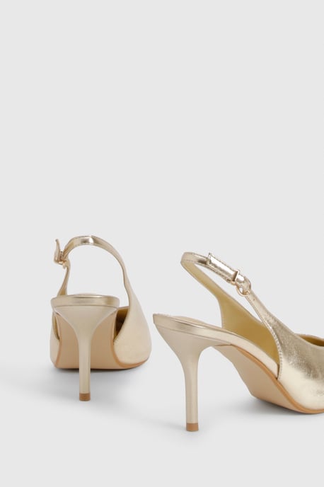 Metallic Pointed Slingback Court Shoes - Image 4
