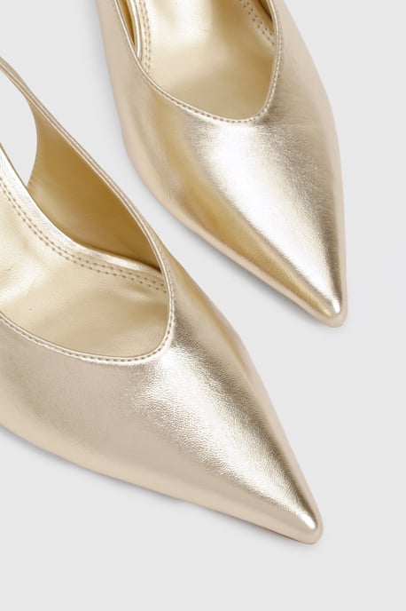 Metallic Pointed Slingback Court Shoes - Image 5