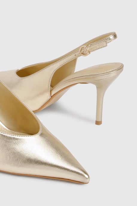 Metallic Pointed Slingback Court Shoes - Image 6