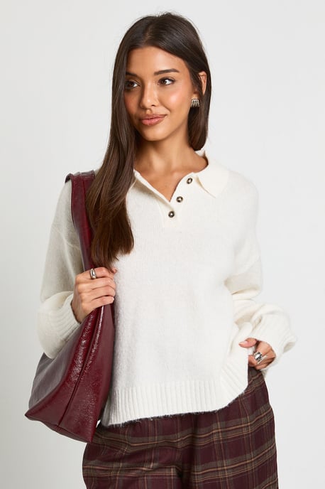 Collared Button Down Oversized Knitted Jumper - Image 1
