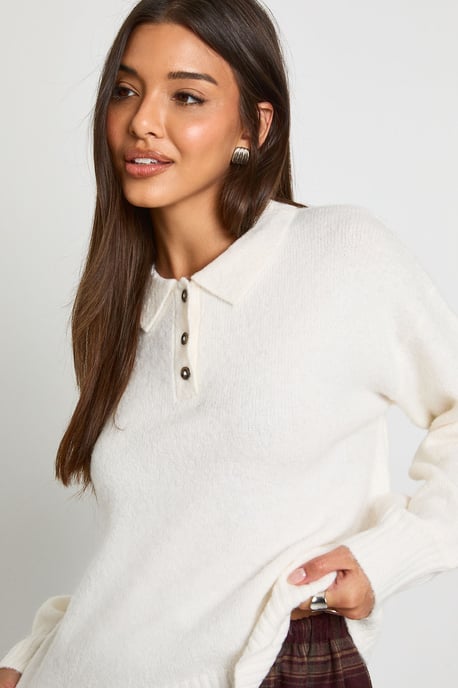 Collared Button Down Oversized Knitted Jumper - Image 4