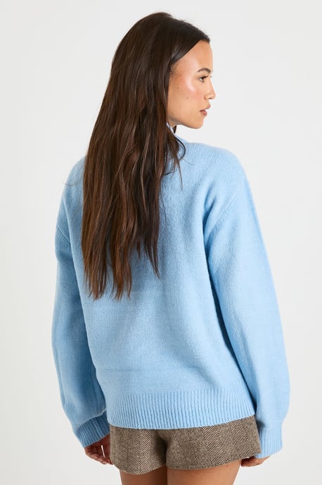 Collar Detail Soft Knit Oversized Knitted Jumper - Image 2