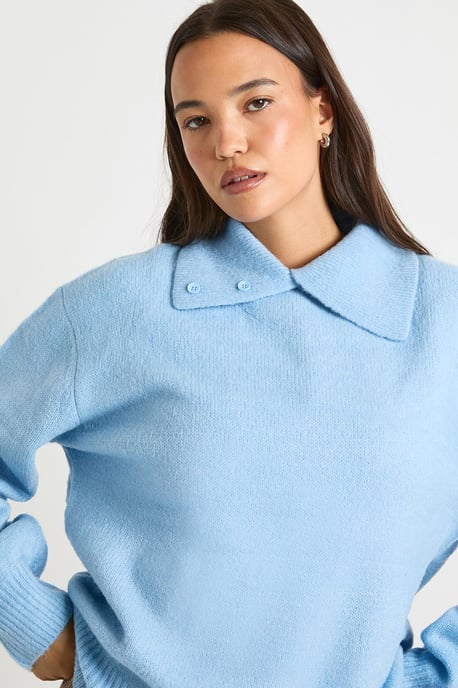 Collar Detail Soft Knit Oversized Knitted Jumper - Image 4