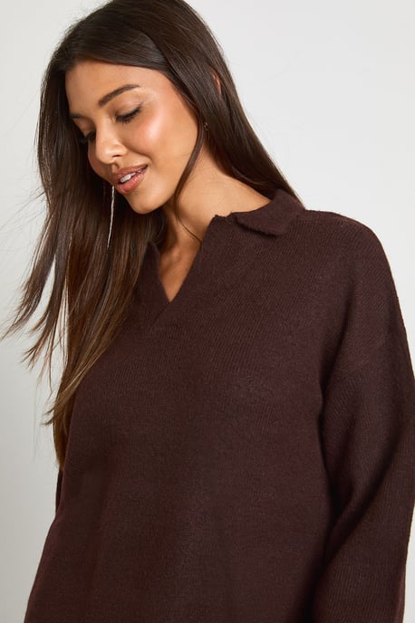 Super Soft V Neck Collared Knitted Jumper - Image 4