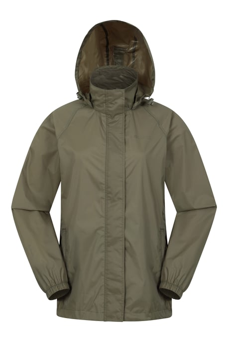 'Pakka' Women's Packable Jacket Waterproof Breathable Adjustable Hood Rain Coat Khaki - Image 1