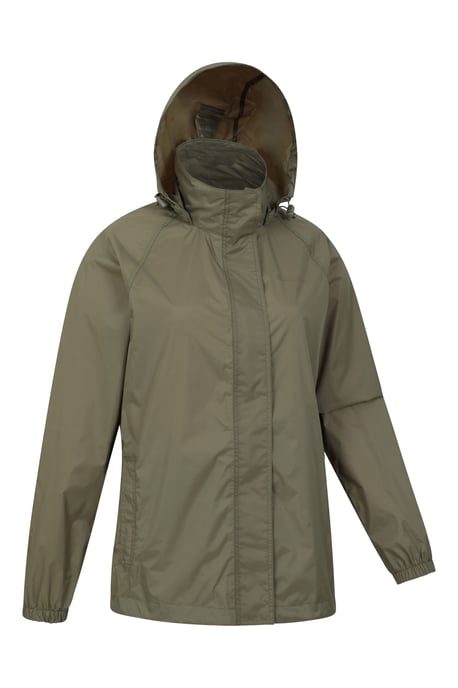 'Pakka' Women's Packable Jacket Waterproof Breathable Adjustable Hood Rain Coat Khaki - Image 2