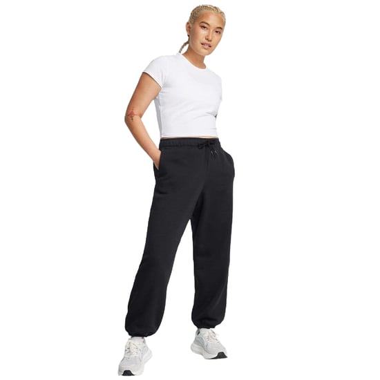 Under Armour Dames Woordmerk Fleece Icon Oversized Joggingbroek (Zwart) - Image 6