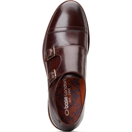 Base London Knight Leren Heren Bruin Dubbele Monk Schoenen - Image 4