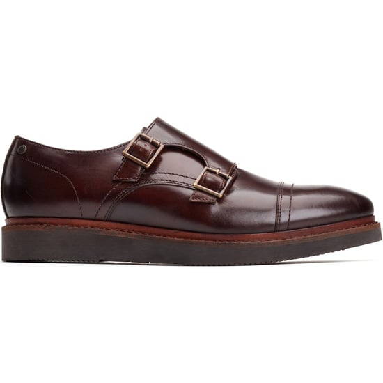 Base London Knight Leren Heren Bruin Dubbele Monk Schoenen - Image 5