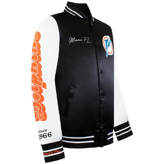Mitchell & Ness NFL Miami Dolphins Mens Satin Bomber Jacket - Image 2