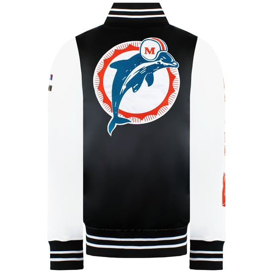 Mitchell & Ness NFL Miami Dolphins Mens Satin Bomber Jacket - Image 4