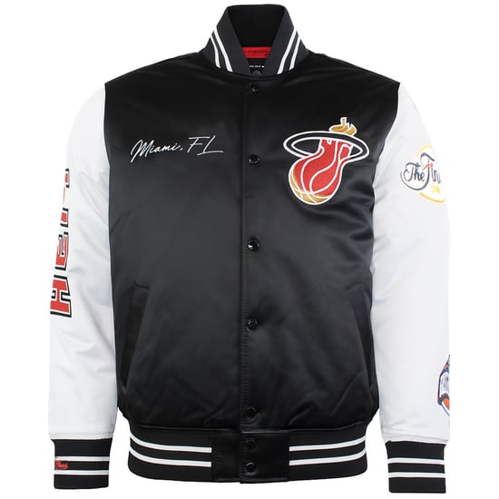 Mitchell & Ness NBA Miami Heat Mens Satin Bomber Jacket - Image 1