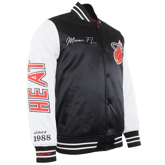 Mitchell & Ness NBA Miami Heat Mens Satin Bomber Jacket - Image 2