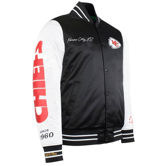Mitchell & Ness NFL Kansas City Chiefs Mens Satin Bomber Jacket - Image 2