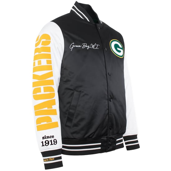 Mitchell & Ness NFL Green Bay Packers Mens Satin Bomber Jacket - Image 2