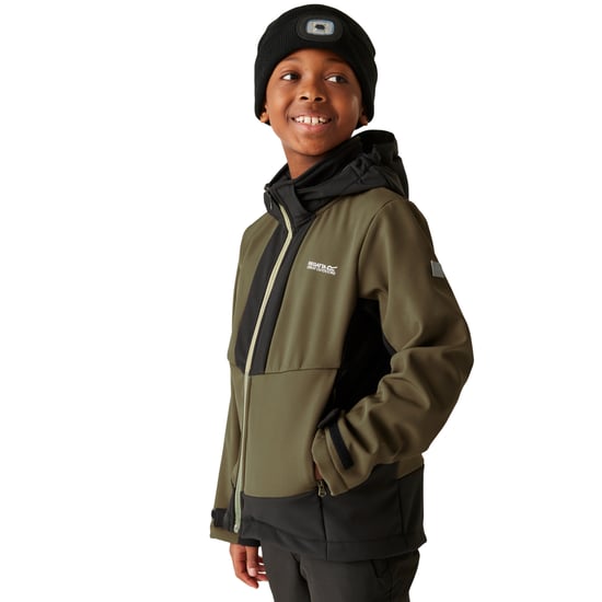 Regatta Kinder/Kids Haydenbury Waterdichte Soft Shell Jas (Olijfnacht / Zwart) - Image 4